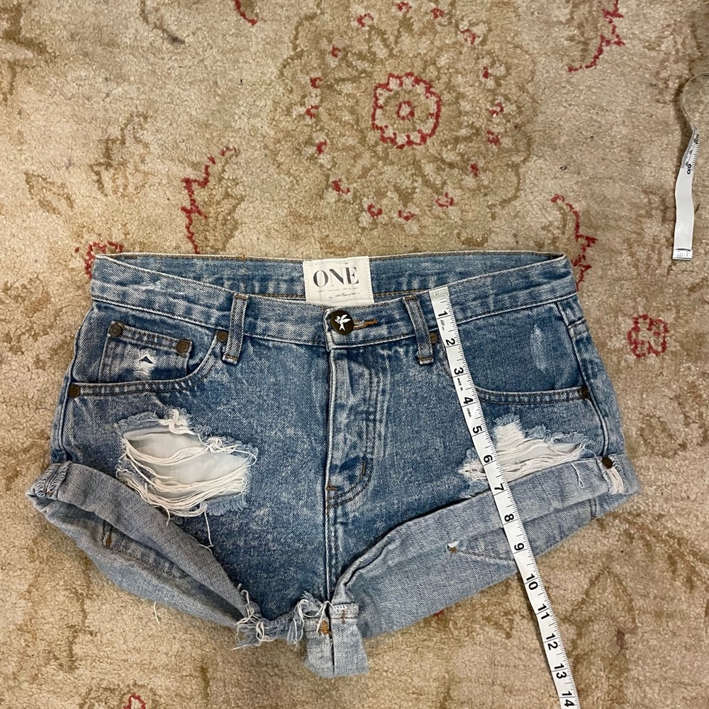 One Teaspoon Bandit Low Waisted Denim Shorts - Picture 5 of 6